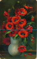R118602 Old Postcard. Poppies In Vases. B. B. London. 1908 - Otros & Sin Clasificación
