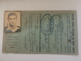 Fédération Française De Futebol, Certificat Médical 1948-49, Nancy, U. S. Vitry Beuvange - Cartas & Documentos