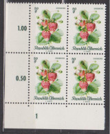 1966 , Mi 1223 ** (2) -  4er Block Postfrisch - Einheimische Obstsorten " Ananas Erdbeere " - Neufs