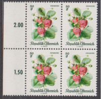 1966 , Mi 1223 ** (4) -  4er Block Postfrisch - Einheimische Obstsorten " Ananas Erdbeere " - Neufs