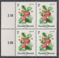 1966 , Mi 1223 ** (5) -  4er Block Postfrisch - Einheimische Obstsorten " Ananas Erdbeere " - Neufs