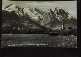AK Von Garmisch Mit Alpenspitze, Höllental Und Zugspitze Vom 7.8.1957 Mit 15 Pfg Nachgebühr Und Roter Nachgebühr-Stempel - Garmisch-Partenkirchen