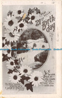 R118747 Greetings. For Your 21st Birthday. River. Flowers. 1916 - Wereld