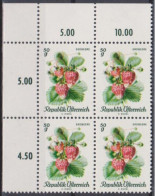 1966 , Mi 1223 ** (12) -  4er Block Postfrisch - Einheimische Obstsorten " Ananas Erdbeere " - Ungebraucht