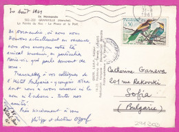 294303 / France - GRANVILLE (Manche) Phare Lighthouse Aerial View PC 1961 USED 0.50 Fr. Le Guêpier -Camargue Animal Bird - Storia Postale