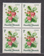 1966 , Mi 1223 ** (14) -  4er Block Postfrisch - Einheimische Obstsorten " Ananas Erdbeere " - Ungebraucht