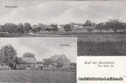 Auschkowitz-Burkau (Oberlausitz) Wučkecy Porchow: Gasthaus Und Panorama 1914 - Burkau