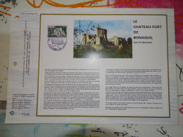 Tirage Limité Classeur Timbre Premier Jour  C.E.F  Le Château-fort De Bonaguil Lot Et Garonne 1976 - Documents De La Poste