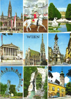 VIENNA, MULTIPLE VIEWS, ARCHITECTURE, CHURCH, TOWER WITH CLOCK, RIDING SCHOOL, HORSE, STATUE, PALACE, AUSTRIA, POSTCARD - Other & Unclassified