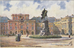 Mannheim Künstlerkarte: Großherzogliches Schloss Mit Kaiser Wilhelm-Denkmal 1918 - Mannheim