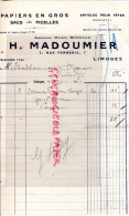 87- LIMOGES - PAPETERIE PAPIERS EMBALLAGE -CONFETTI FETES  - MAISON BONNAUD -H. MADOUMIER -7 RUE FERRERIE 1925 - Druck & Papierwaren