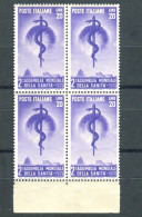 REPUBBLICA 1949 ORGANIZZAZIONE MONDIALE DELLA SANITA' QUARTINA  ** MNH - 1946-60: Nieuw/plakker