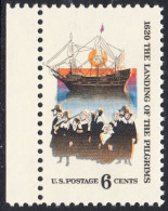!a! USA Sc# 1420 MNH SINGLE W/ Left Margin - Landing Of The Pilgrims - Unused Stamps