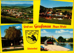 Grafenau (Niederbayern) Mehrbild-AK Panorama-Ansichten, Schwimmbad, Freibad 1975 - Autres & Non Classés