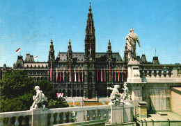 VIENNA, TOWNHALL, STATUE, TOWER, FLAG, AUSTRIA, POSTCARD - Sonstige & Ohne Zuordnung