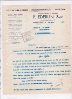 16-P.Ederlin..Quincaillerie, Ferronnerie, Fontes...Barbezieux..(Charente)...1938 - Andere & Zonder Classificatie