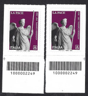 Italia 2022; Antonio Canova, 200° Morte, Tariffa “A”; Due Francobolli A Barre Opposte. - Barcodes