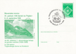 SLOVENIA TRIGLAV TRICORNO - 100 WOMEN ON TRIGLAV. 1996 POSTCARD SPECIAL CANCEL TRIGLAV - Slovenië