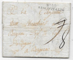 Lettre De ST BENEDETTO Brumaire AN 9 Marque Postale N°10 / ARM D'ITALIE P/ BERGERAC DORDOGNE - Army Postmarks (before 1900)