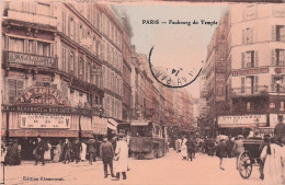 Paris - Faubourg Du Temple - Café " A La Capitale " Vin Nouveau " - Tramway - CPA °J - Other Monuments
