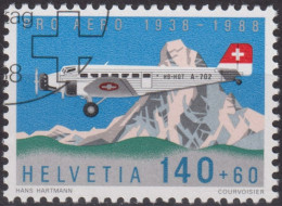 1988 Flugpost Schweiz ⵙ Zum:CH F49, Mi:CH 1369,Yt:CH.PA 49, Junkers JU-52 Aircraft & Matterhorn Mountain - Ungebraucht