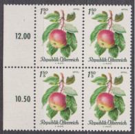 1966 , Mi 1225 ** (1) -  4er Block Postfrisch - Einheimische Obstsorten - Unused Stamps
