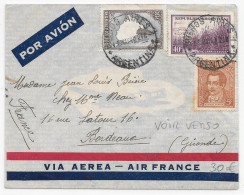 AIR FRANCE 1940 Par Avion Argentine France Airmail Cover Cachet 10e Anniversaire De La Première Traversée Atlantique Sud - Avions