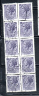 ITALIA REPUBBLICA ITALY REPUBLIC 1968 - 1976 SIRACUSANA TURRITA STELLE STARS LIRE 15 BLOCCO USATO BLOCK USED OBLITERE' - 1961-70: Used