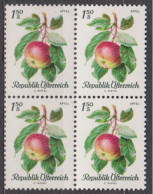 1966 , Mi 1225 ** (6) -  4er Block Postfrisch - Einheimische Obstsorten - Neufs
