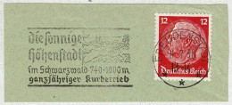 Deutsches Reich 1938, Flaggenstempel Freudenstadt, Schwarzwald, Kurbetrieb - Autres & Non Classés