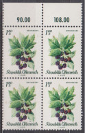 1966 , Mi 1226 ** (4) -  4er Block Postfrisch - Einheimische Obstsorten - Ungebraucht