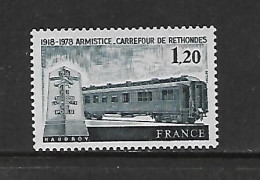 FRANCE 1978 WAGON DE L'ARMISTICE-TRAINS YVERT N°2022 NEUF MNH** - Trains