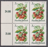 1966 , Mi 1228 ** (1) -  4er Block Postfrisch - Einheimische Obstsorten - Neufs