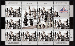 Serbia 2023 75 Years Anniversary Chess Federation Of Serbia Figures Mini Sheet MNH - Schach