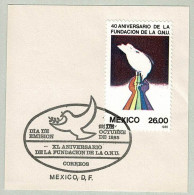Mexiko / Mexico 1985, Ersttagstempel Fundacion O.N.U, Friedenstaube / Colombe De La Paix / Dove Of Peace - Palomas, Tórtolas