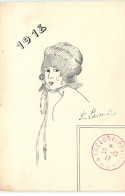 Dessin à L'encre - A. Laurent - Jeune Femme 1918 - Cachet Trésor Et Postes - Otros & Sin Clasificación