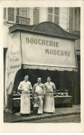 Carte Photo - Bouchers Et Enfant - Boucherie Moderne - A. Ménard - Negozi
