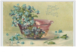Carte Gaufrée - Best Easter Wishes - Bouquet  De Myosotis - Ostern