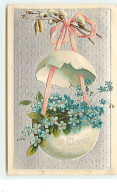 Carte Gaufrée - Best Wishes For Easter - Fleurs Dans Un Oeuf - Ostern