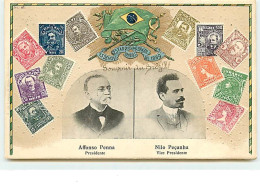 Carte Gaufrée - Affonso Penna Presidente - Nilo Pençanha Vice Presidente - Représentation De Timbres - Sonstige