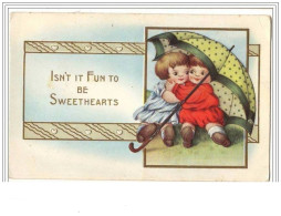 Carte Gaufrée -  Isn&amp Acute T It Fun To Be Sweethearts - Fillettes Sous Un Parapulie - Kinder-Zeichnungen