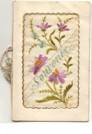 Carte Brodée - Souvenir - Fleurs - Brodées