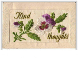 Carte Brodée - Kind Thoughts - Pensée - Embroidered