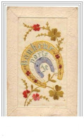 Carte Brodée - Je Porte Bonheur - Fer à Cheval - Embroidered