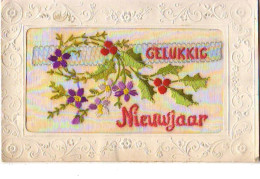 Carte Brodée - Gelukkig Nieuwjaar - Fleur - Bestickt