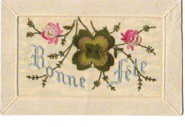 Carte Brodée - Bonne Fête - Trèfle à 4 Feuilles - Embroidered
