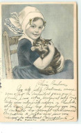 Jeune Fille Câlinant Un Chat - M.M. Vienne N°296 - Cats