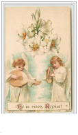 He Is Risen, Rejoice Angelots Jouant De La Musique Et Lys - Anges