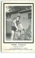 Henri Thomas (Dunlop Sports) Mort Accidentellement En Course à La Piste Municipale De Vincennes Le 18 Avril 1937 - Cycling