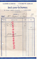 87- LIMOGES -LIBRAIRIE PAPETERIE COMPTABILITE - TOUT POUR LE BUREAU-COMPTABLE-9 RUE JEAN JAURES  1930 - Stamperia & Cartoleria